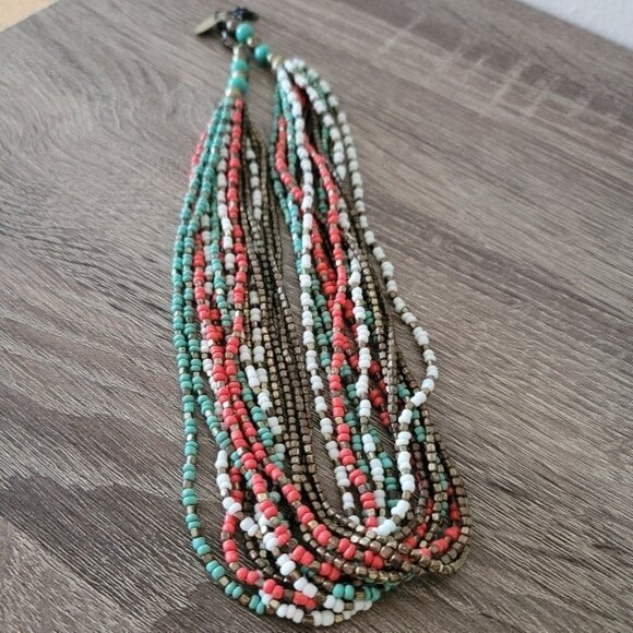 ZAD Multi-Strand Beaded Necklace – Boho Layered Colorful Statement Jewelry - Picture 4 of 6